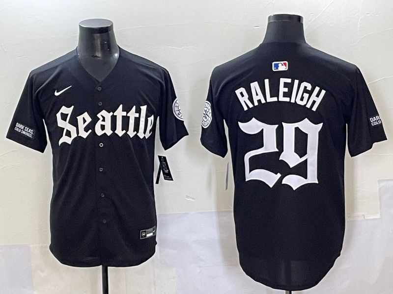 Men 2025 Seattle Mariners #29 Raleigh Black Five generations Joint Name Nike MLB Jersey style 62346->seattle mariners->MLB Jersey